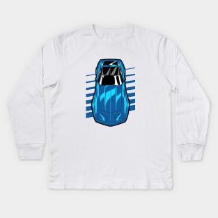 Blue Vette C3 Top View Kids Long Sleeve T-Shirt